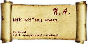 Nánássy Anett névjegykártya