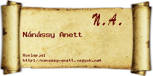 Nánássy Anett névjegykártya